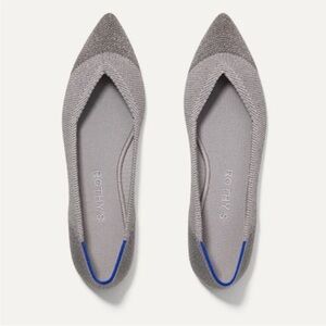 Rothy's Pointed Silver Pearl Metallic Flats Slip On - 7